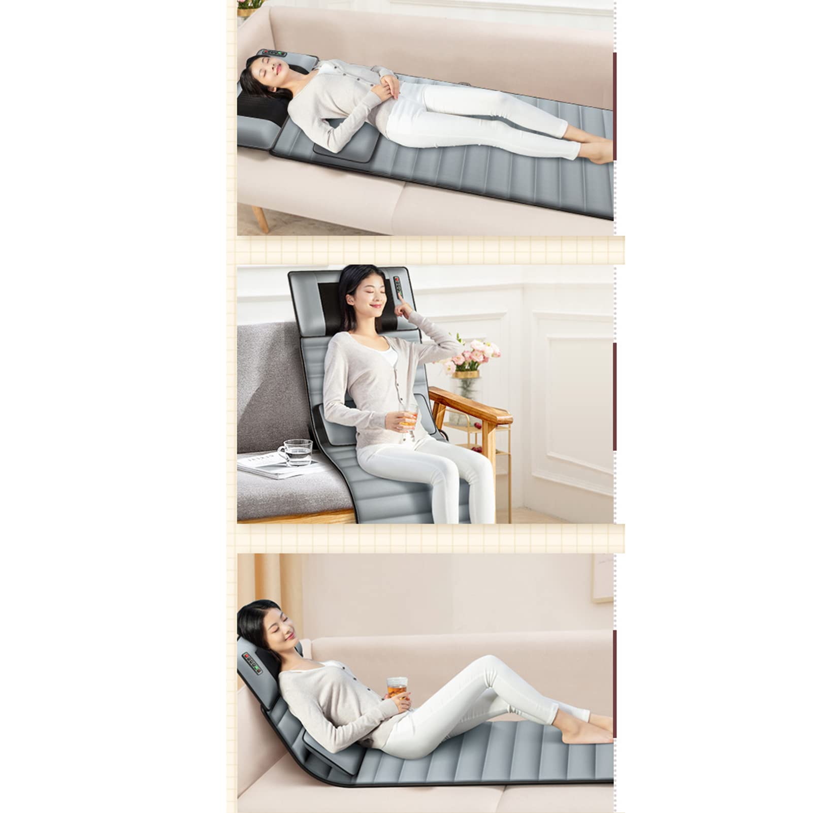 Genérico Esterilla de Masaje vibratoria de Cuerpo Completo para Espalda, masajeador de Tejido Profundo para Silla de Masaje de Espalda, Cuello y Hombros para el hogar o la Oficina.