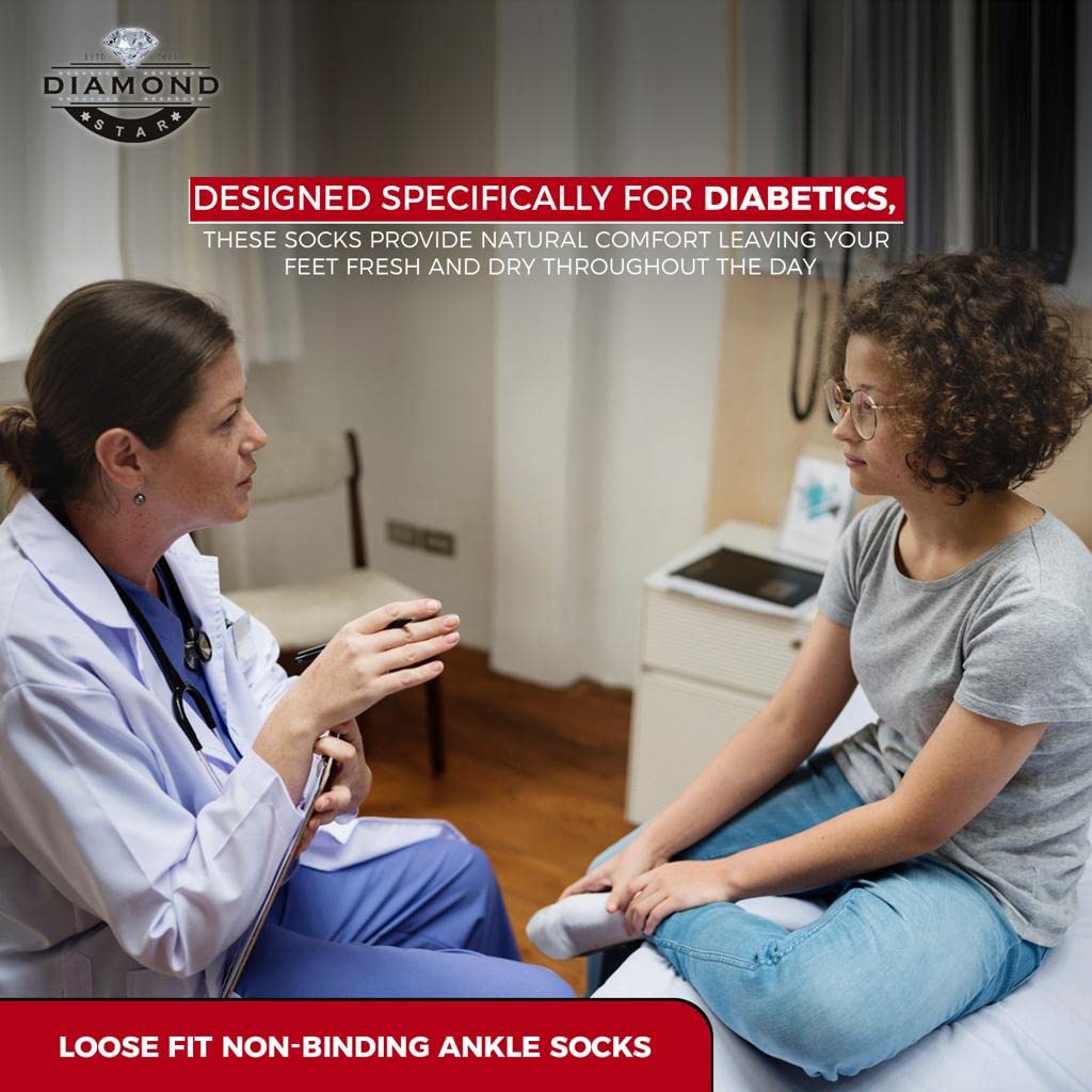 Calzini alla caviglia per diabetici, non vincolanti, approvati dal medico, in cotone, per uomo e donna