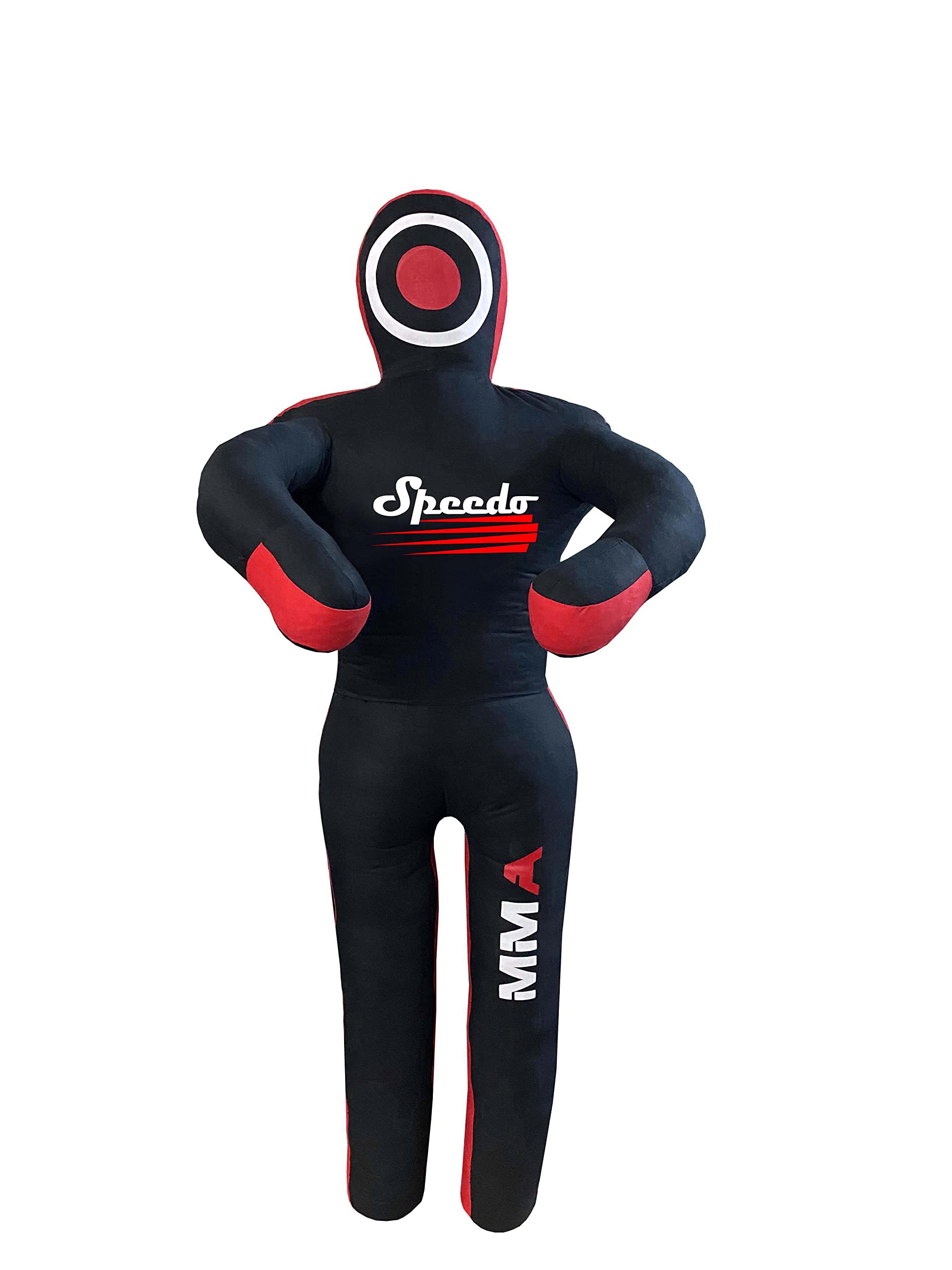 MMA Grappling Dummy Brazilian JIU Jitsu BJJ Punching Bag for Self Defense Wrestling Judo Karate Boxing Throwing Standing Position - UNFILLED (Black Red, 6ft)