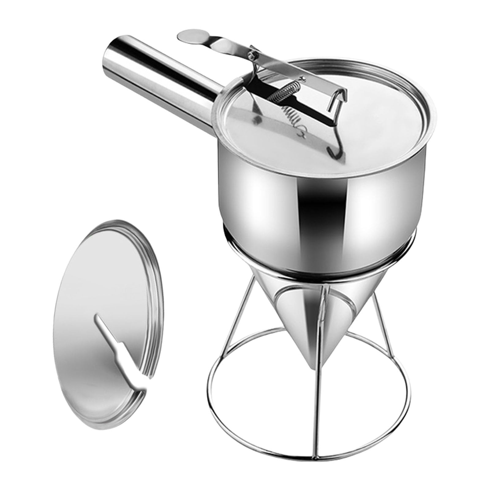 Jazuaiao Rusts Resistant Stainless Steel Funnel Dispenser Efficient Kitchen Funnel for Takoyaki Safe and with Handle Food Safe