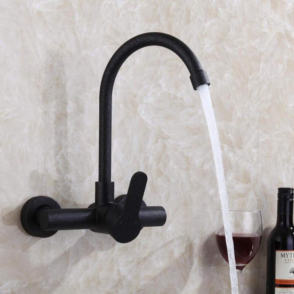 Miscelatore per lavello da Cucina, rubinetti 304 Rubinetto a Parete in Pietra di Quarzo Nero Rubinetto per lavello Caldo e Freddo Rubinetto Grande Curva Grande / 3