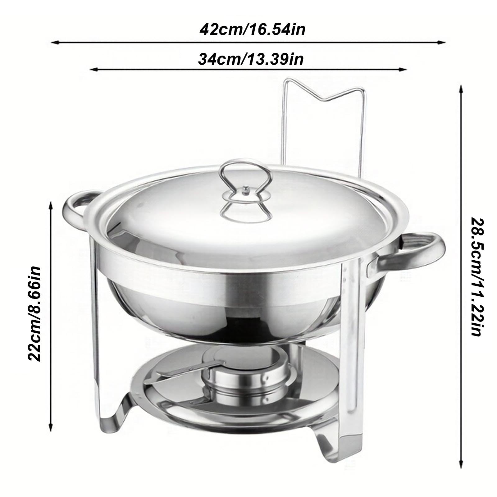 Chafing Dish Buffet - Set di 2 ciotole rotonde in acciaio inox con porta coperchio, design impilabile per feste, Natale, eventi di catering