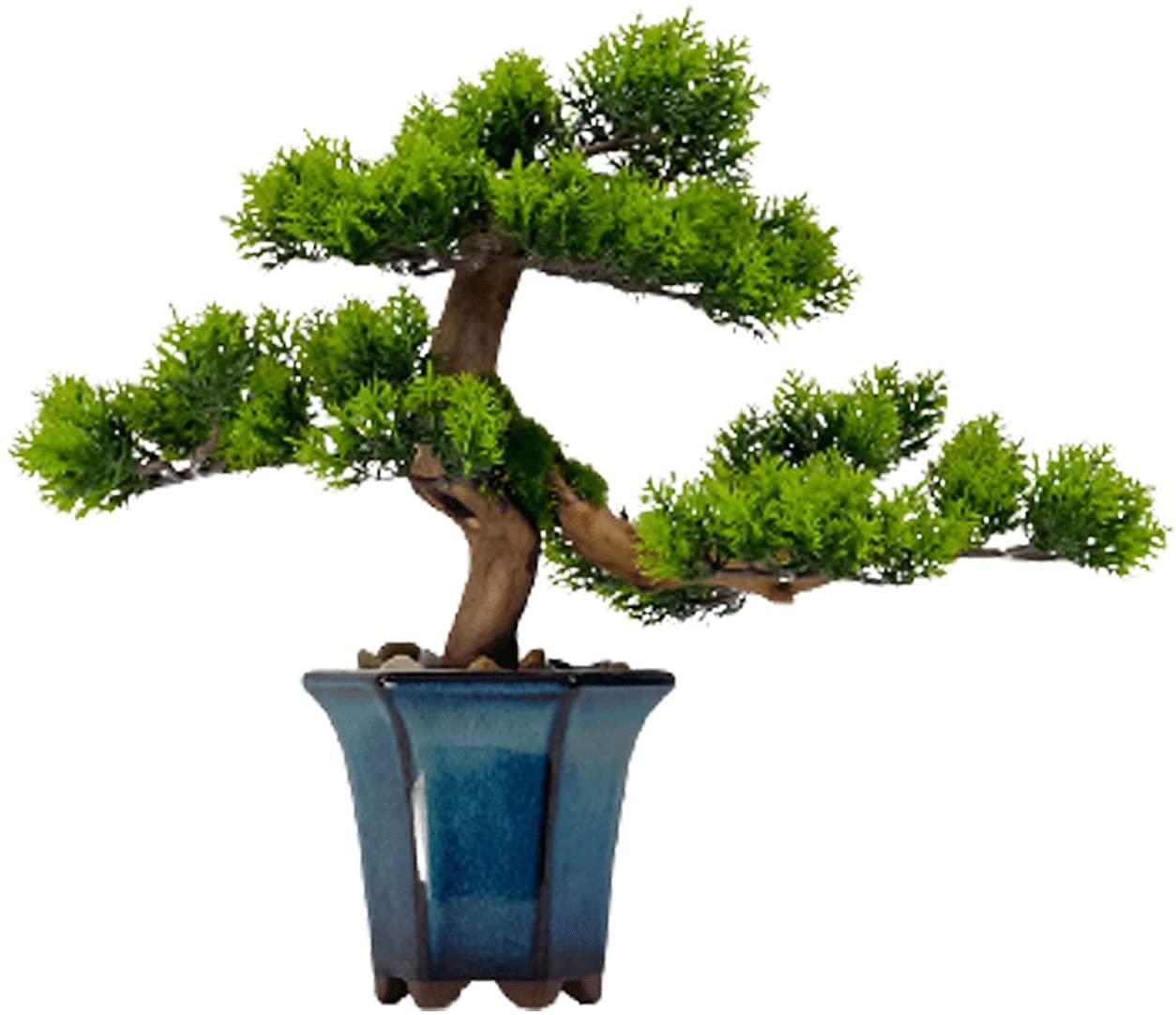 CAFIEDR Artificial Bonsai Tree Fake Plant Potted Pine Bonsai, Suitable For Window Sill Garden Desktop Display 11 Inches.