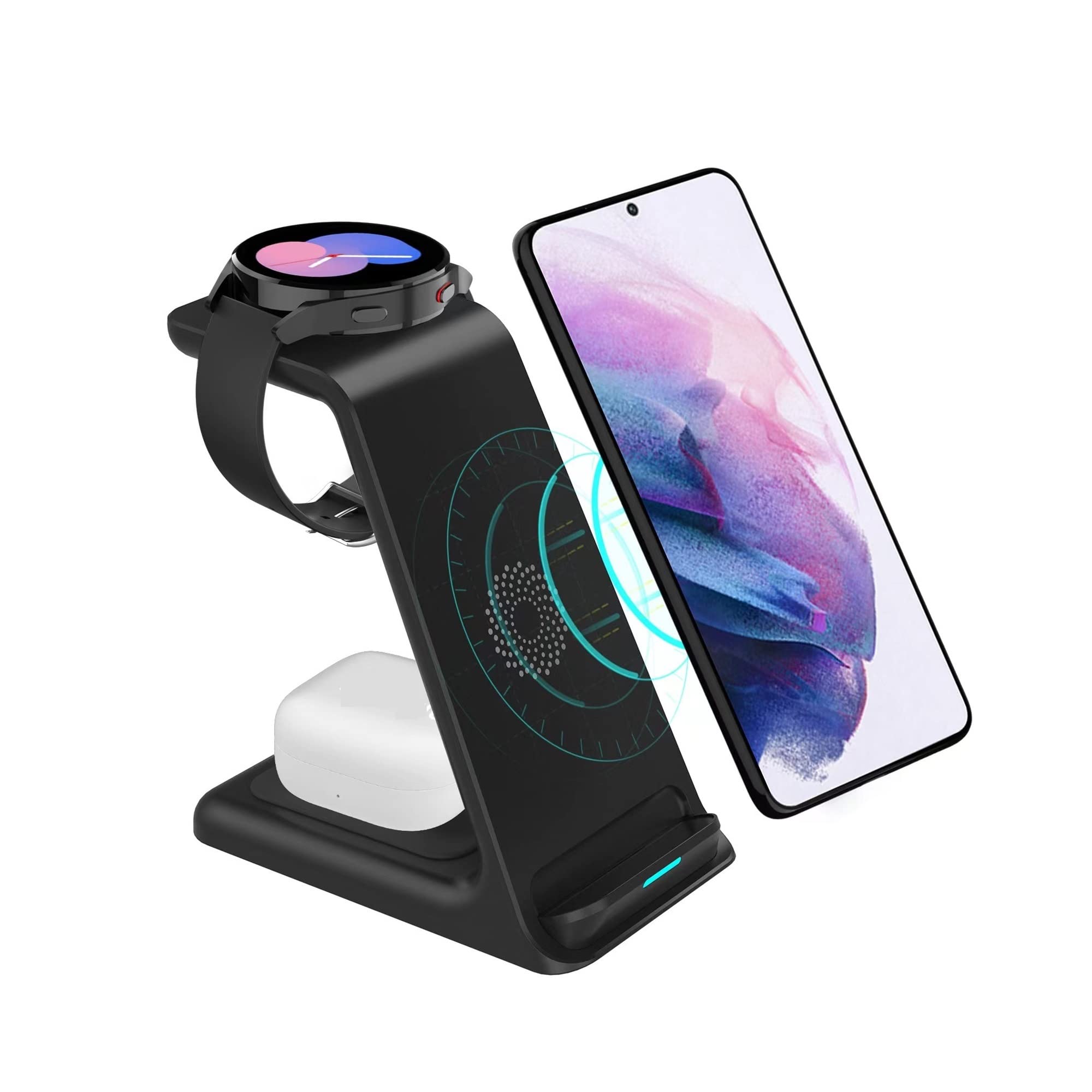 Cargador Inalambrico, los Cargadores inalámbricos 15W soportan la estación de Carga rápida for el teléfono Elegante, Reloj del Auricular(Style 2)