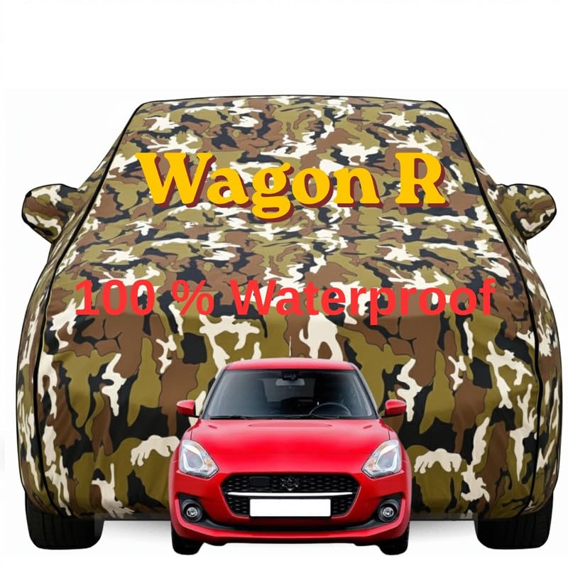 Image of Durable Full Body Waterproof Wagon R Car Cover | Premium Polyester Jungle Print Cover | Custom Fit Vehicle Protection | UV Resistant, Dustproof, Scratch Resistant, Heat & Wind Protection