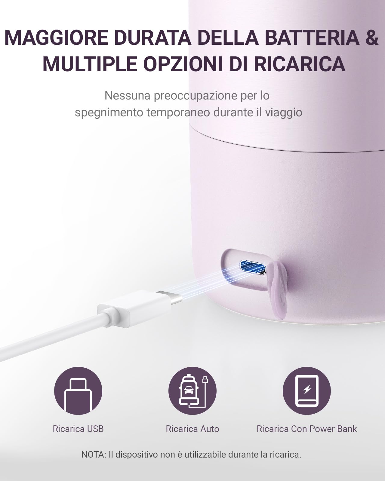 Comfyer BW02 Scaldabiberon Portatile con Batteria 16000mAh e Sterilizzatore Integrato – Riscaldamento Rapido per Latte Materno e Acqua, 2 Modalità, Biberon Warmer per Viaggio e Casa, 500ml