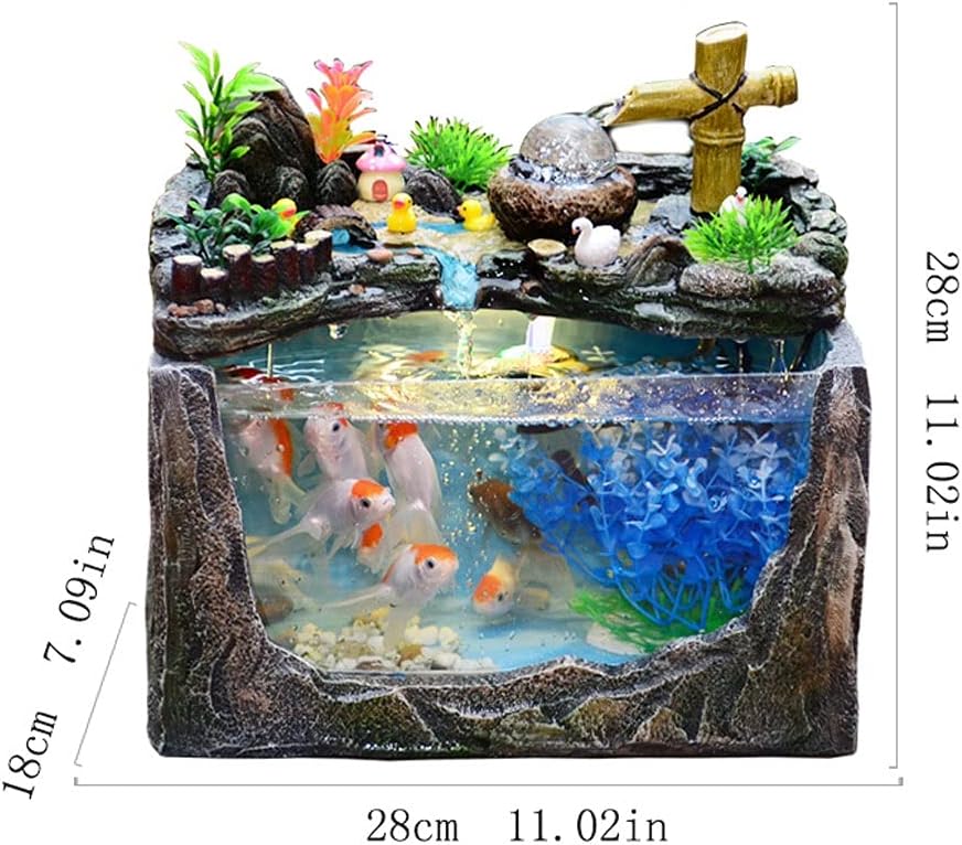 Fish Tank Rockery and Water Creative Small Tank Living Room Family Aquarium Fish Tank Office Desktop Ecological Decoration Aquarium Tank