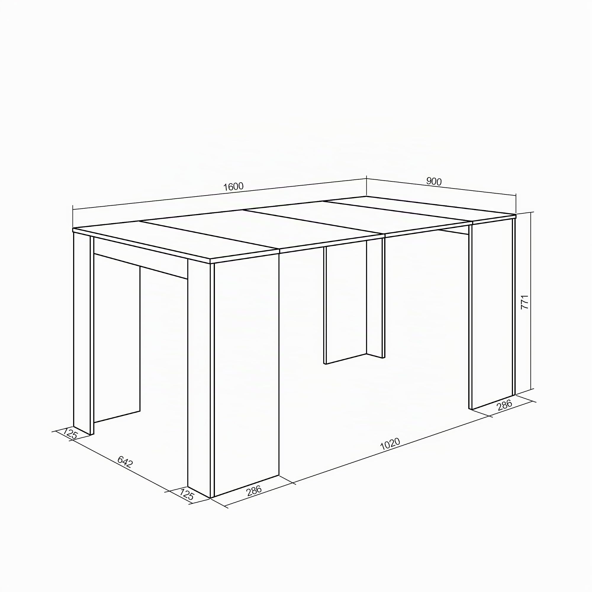 Skraut Home | Mesa Consola Extensible | Mesa Comedor Plegable | 160 | para 8 comensales | Comedor y Cocina | Estilo Moderno | Roble