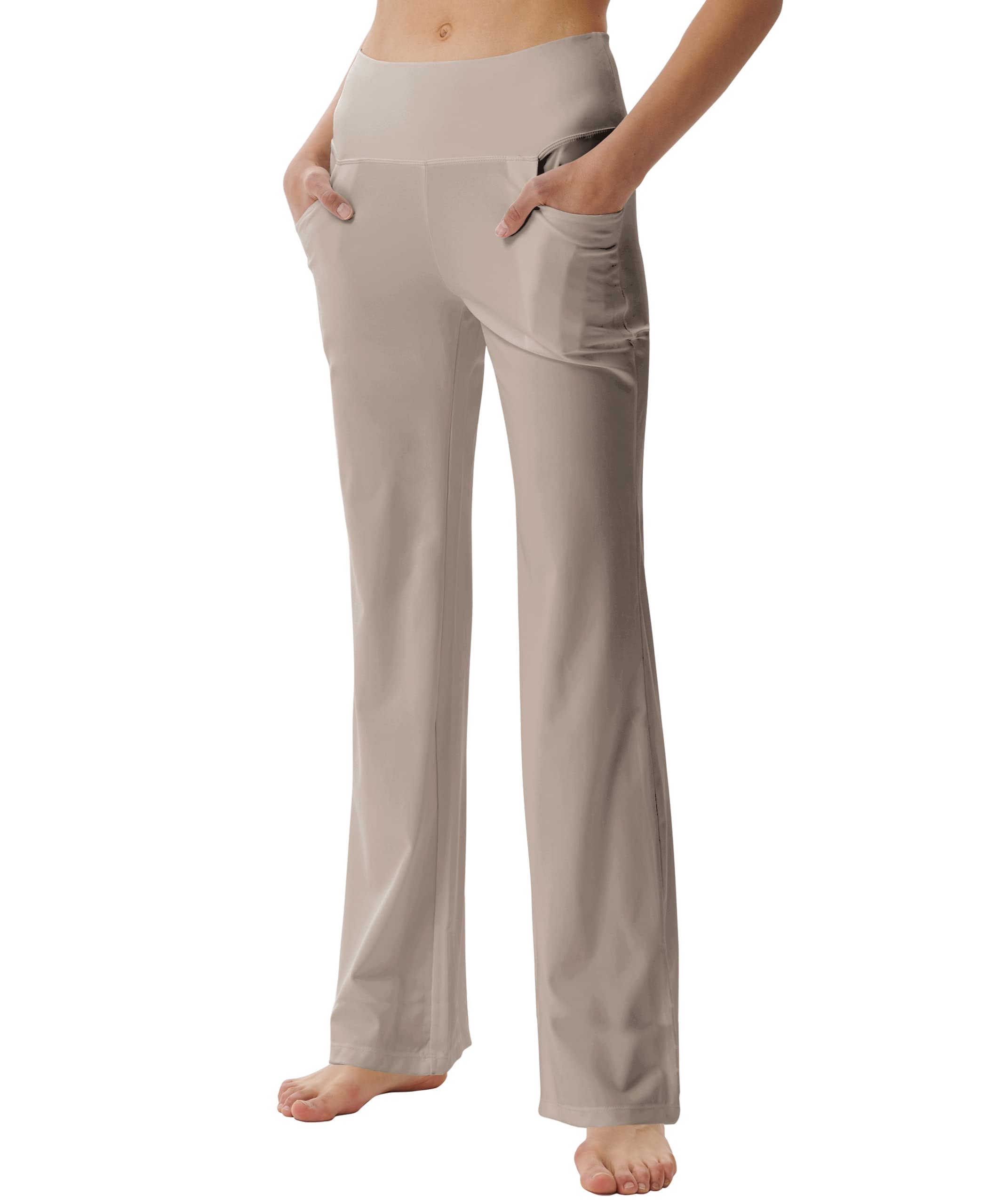 LaiEr Pantaloni da Yoga da Donna con Tasche a Vita Alta Svasata Bootleg Yoga Pantaloni da Allenamento con Tasche Laterali