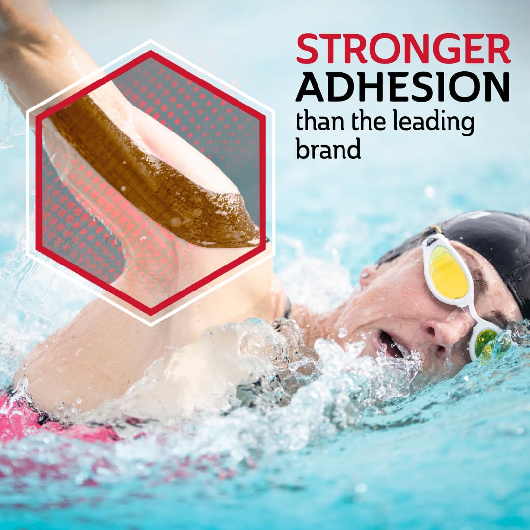 CURAD Performance Series IRONMAN Kinesiology Tape, Pain Management Technology, Sweat & Water-Resistant Athletic Tape, Compression Support for Joints & Muscles, Beige, 2 x 10 inches, 1 Roll (20 Strips) - Image 8