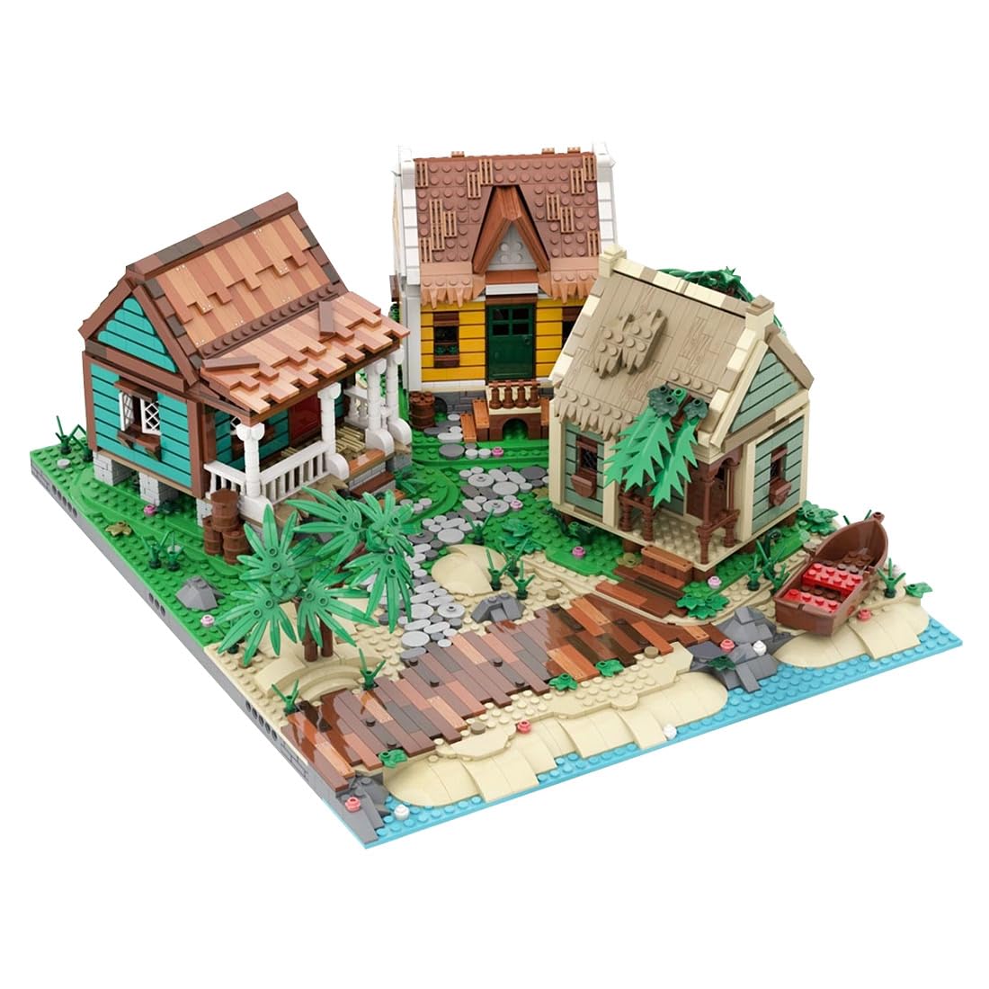 Piraten Hafen Hütte Bausteine Set, Seaside Harbor Shack Küstenstadt Klemmbausteine Modell, Maritime Hafen Szene Sammlermodell für Erwachsene (3298 Teile)