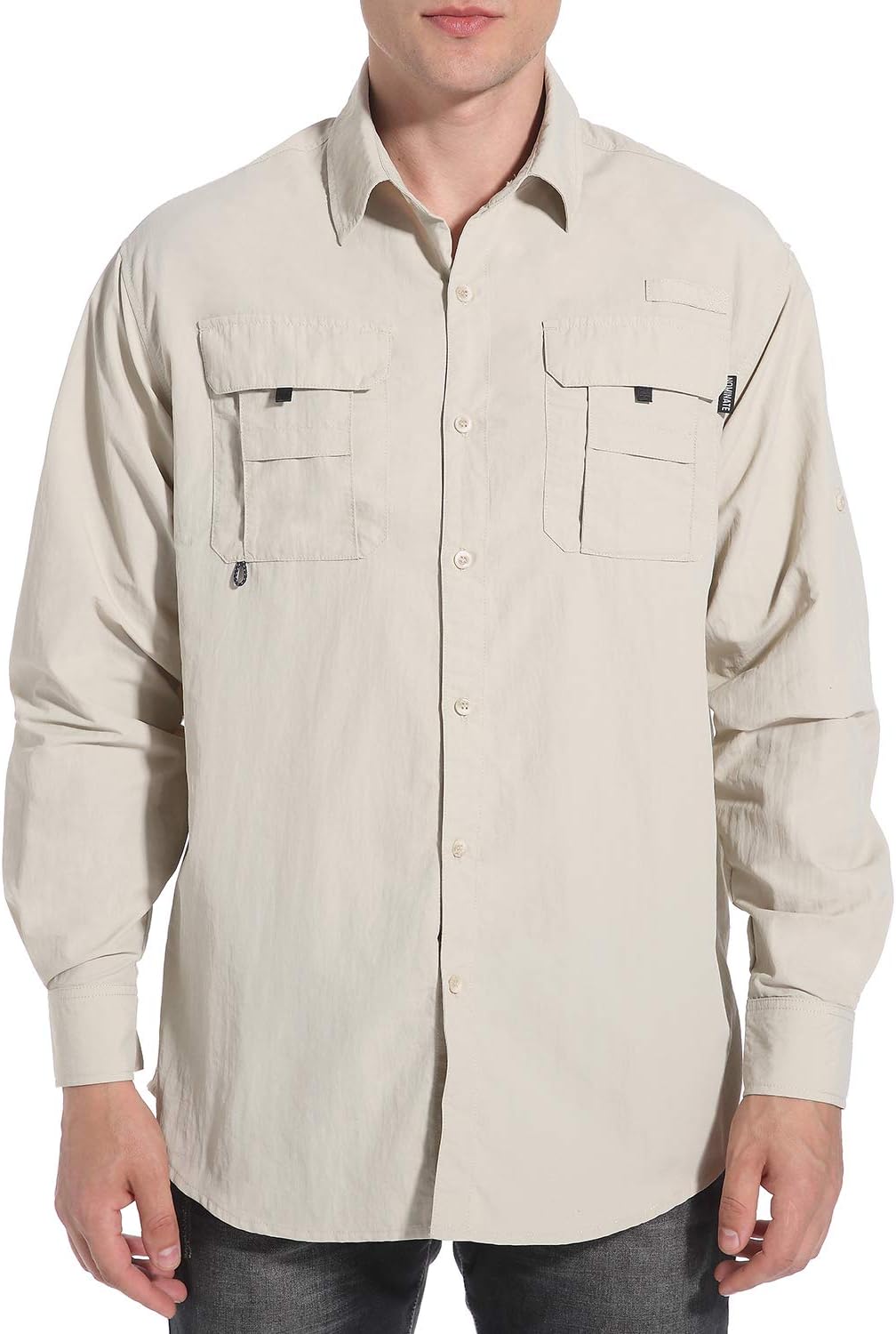 NOMINATE Mens Long Sleeve Fishing Shirts UPF 50+ UV Protection Sun Shirts Quick Drying Hiking Lightweight