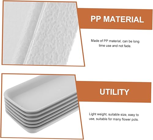 Miniatura 9 de Housoutil 6 bandejas rectangulares de plástico para goteo, platillos para plantas, platillos para macetas, bandeja de drenaje para macetas,