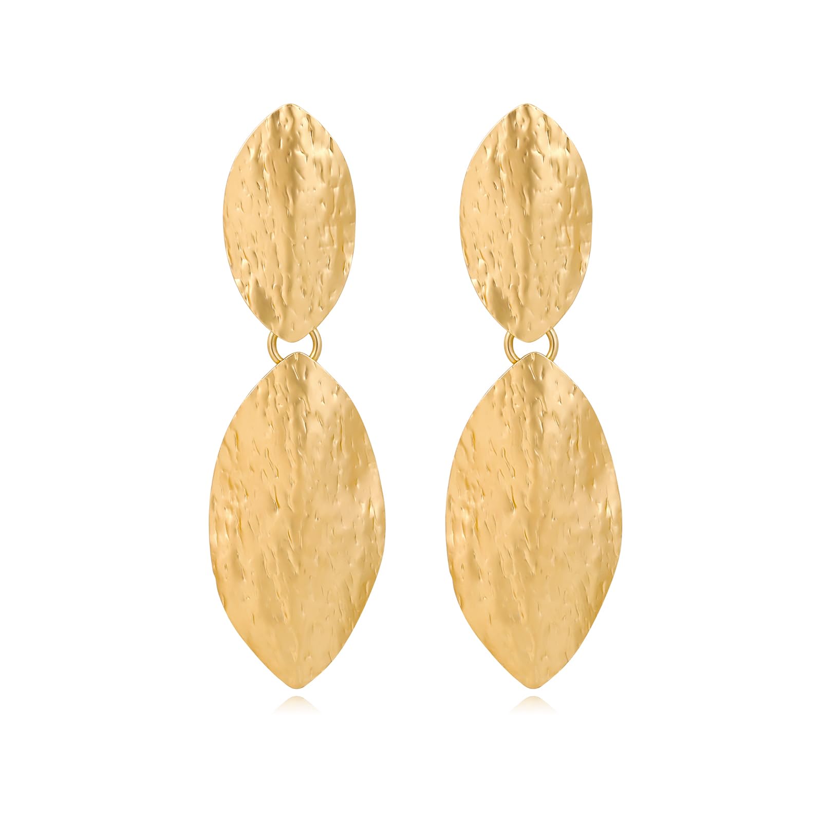 YKKZART Gold Earrings for Women 14k Gold Plated Lightweight Dangle Earrings Hammered Disc Drop Geometric Hypoallergenic Earrings for Her