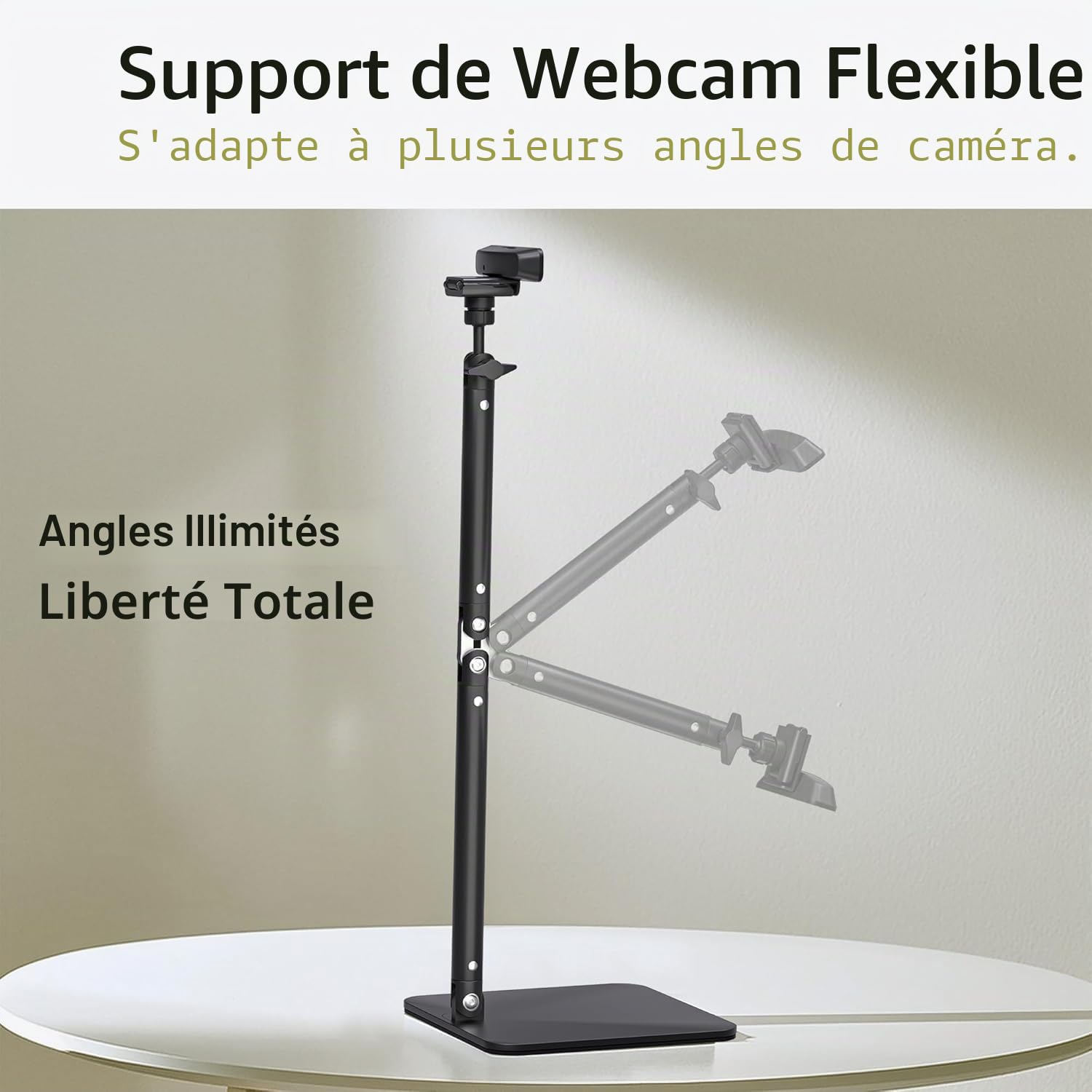 Support De Caméra pour Webcam, Support De Téléphone Robuste pour Webcam C922 C930e C920S C920 C615 C960 C920x BRIO 4K, Lumière Droite avec Filetage 1/4"
