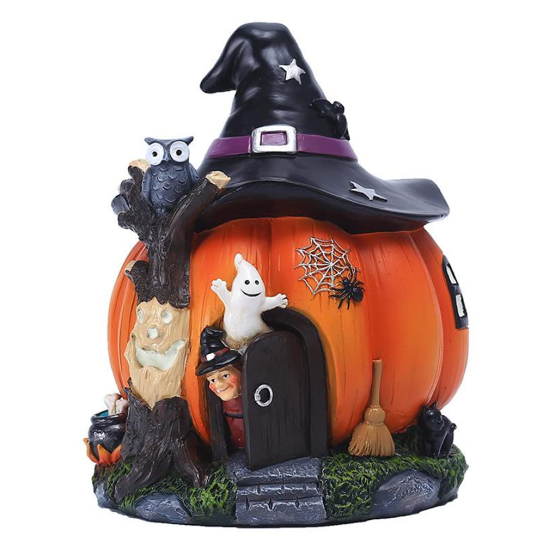 Citrouille d'Halloween en résine étanche avec système lumineux LED