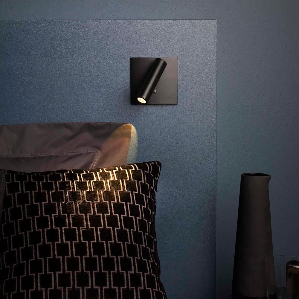 Applique Murale LED Réglable Avec Interrupteur - Lampe Lecture Carrée Pour Chevet, Chambre Et Salon (Sable Nickel - 3000K)