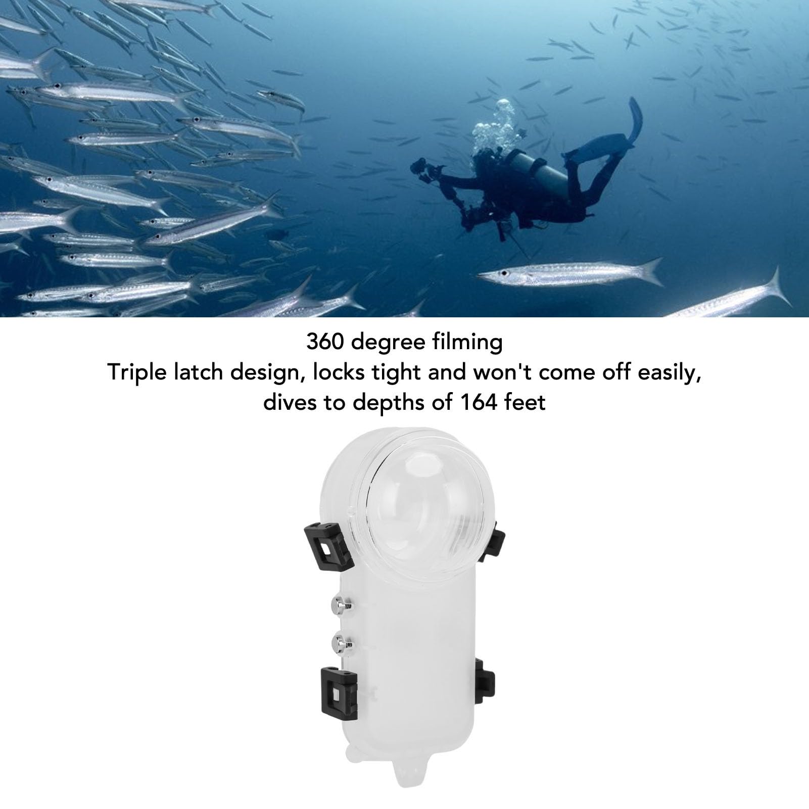 Generic Custodia Subacquea Invisibile Adatta per Action Camera X4 con Design a Tripla Chiusura, Custodia Subacquea Resistente All'acqua Fino a 164FT, Nera