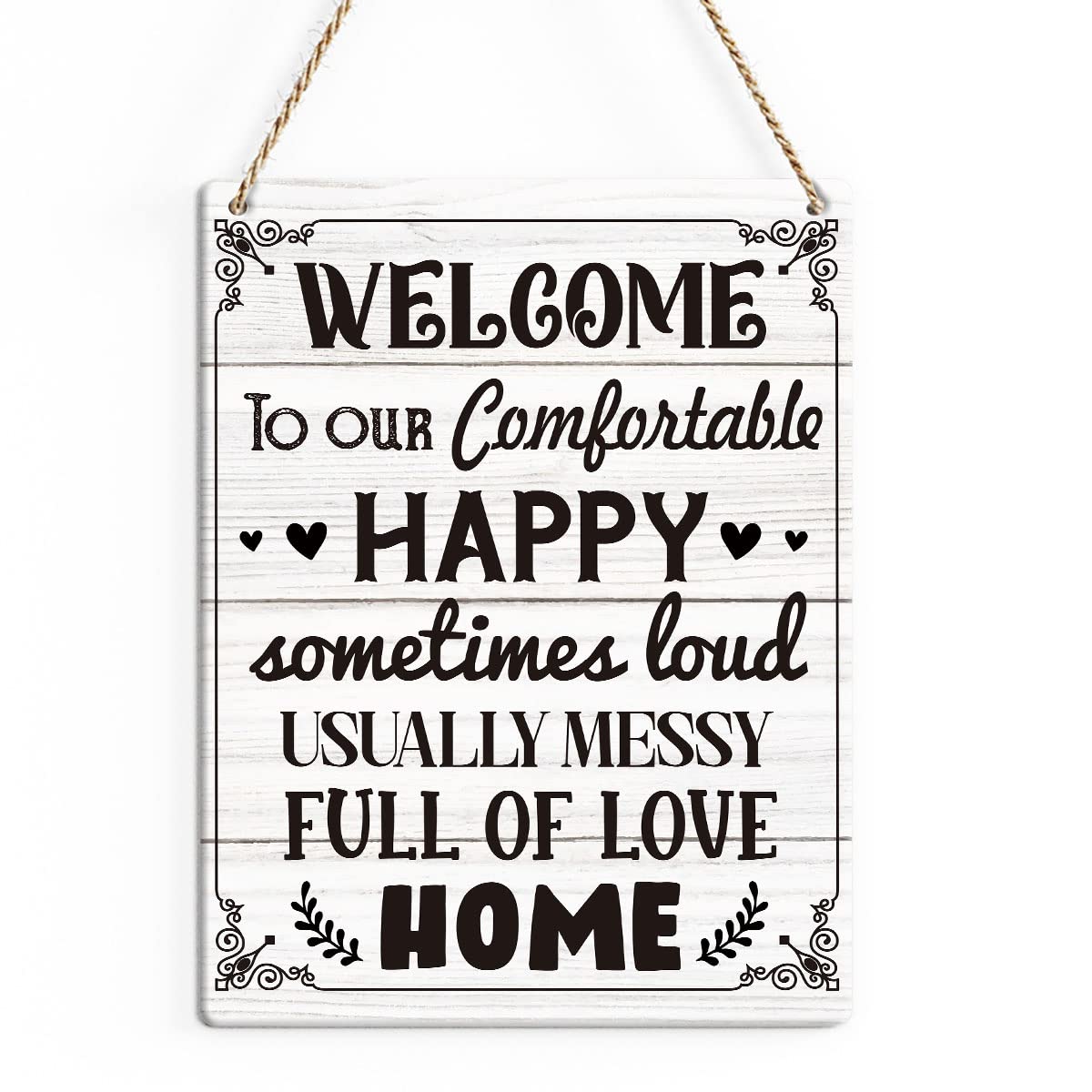 Rustic Welcome Wood Decor Sign, Welcome to Our Comfortable Printed Wood Sign Wall Art, Hanging Door Sign, Decorative Wood Sign Home Living Room Decor 8" x 10"