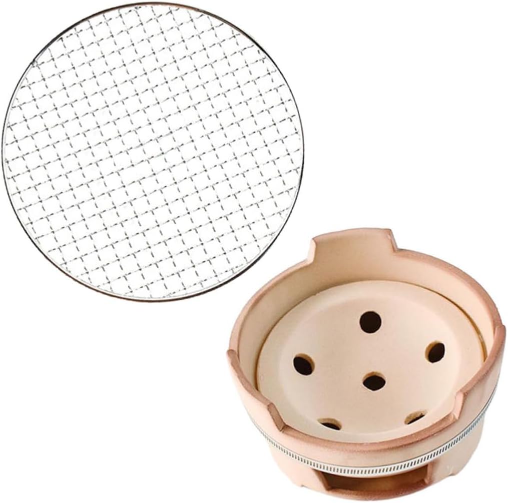 Charcoal Grill and Stainless Steel Barbecue Grilling Tray Set with Medium Charcoal Stove and Large Bbq Net, Suitable for Indoor Home Heating and Outdoor Patio Barbecue Cooking