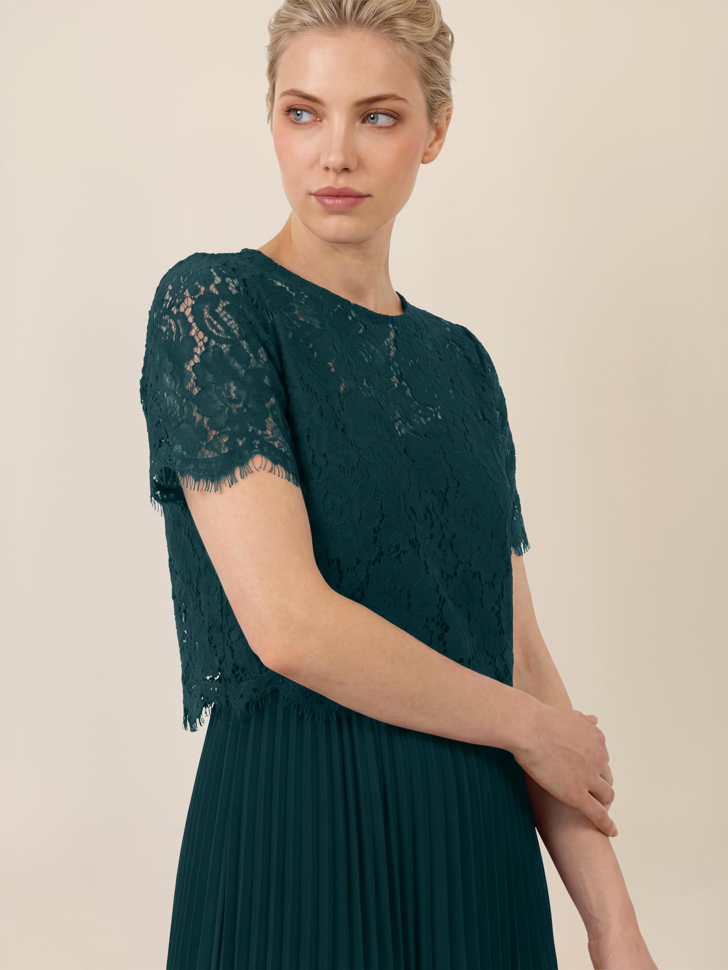 APART Abendkleid mit Spitzenjacke mit Spitzenoberteil und Plisseerock,