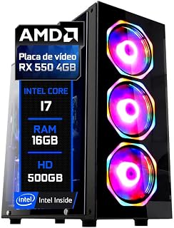 PC Gamer Blue PC Intel Core i7 16GB AMD RX 550 4GB HD 500GB - Fonte 500W