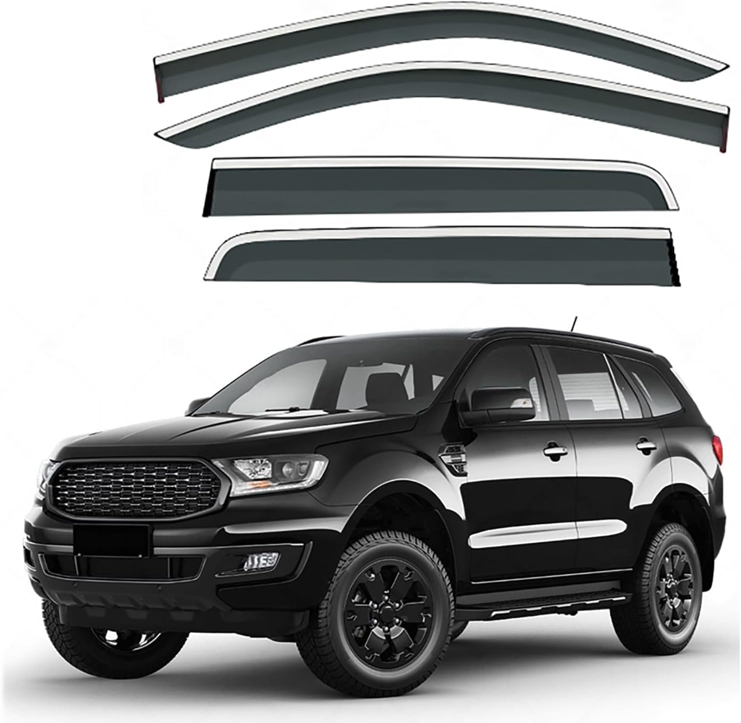 FENGJP Car Window Wind Deflectors for Ford Endeavour MK2-U375 UA 2016-2021, Window Wind Deflector Visor Rain Smoke Guards Automotive Accessories