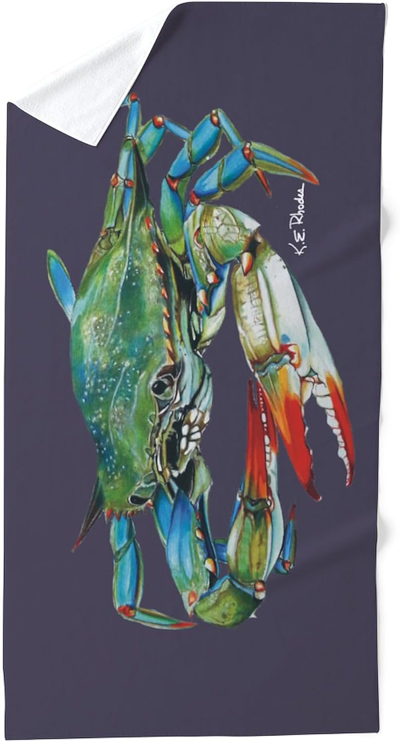 CafePress Blue Crab 30"x60" Absorbent Cotton Back, Soft Beach, Pool Towel