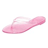 Flip Flops for Women Jelly Shoes Thong Sandals Jellies Flats Clear Slipper Summer Beach Pool Slides Size 10 Slip On Quick Drying Soft