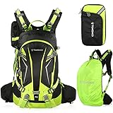 TOMSHOO Mochila Ciclismo 20L/30L Impermeable para Excursionismo Ciclismo Alpinismo Senderismo Camping al Aire Libre con Cubierta de Lluvia y del Casco L Verde