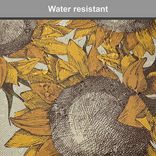 Lunarable Floral Chair Seating Cushion Set Of 4, Dark Toned Sunflowers With Sketch Effects Harvest Time Theme Paint Picture, Seat Pads For Office With Anti-Slip Backing, 16"X16", Beige Marigold Umber #TOP5