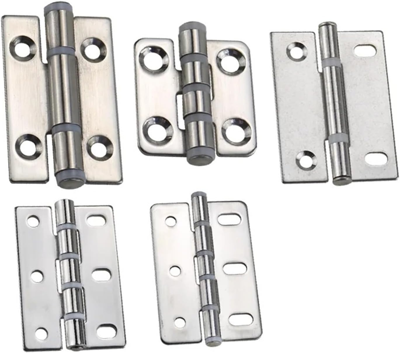 304 Stainless Steel Shaped Flat Fixed Folding Belt with Rubber Pad Silent Hinge Cabinet 1Pcs(36x48mm)