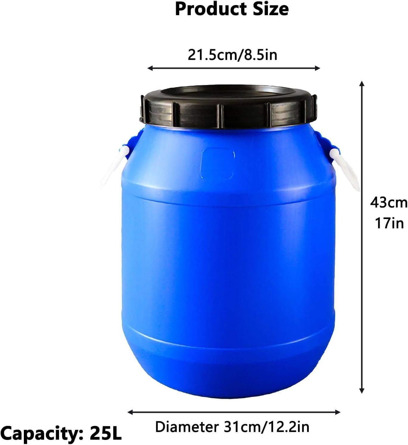 Heavy-duty Plastic Storage Barrel With Lid - Hdpe Fermentation Container For Grains & Liquids - Versatile Sealed Drum With Handles For Home & Industrial Use