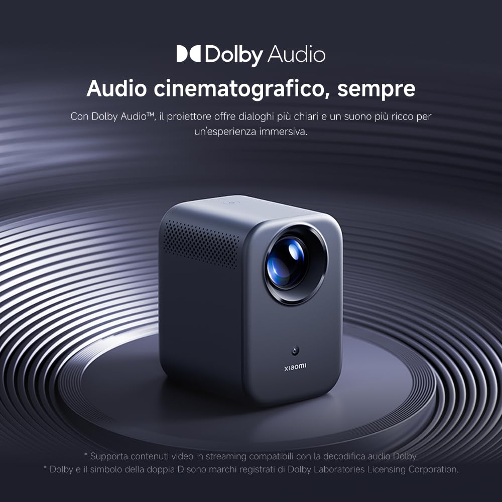 Xiaomi L1 Proiettore Intelligente 1080P con Google TV & Netflix, Proiettore Portatile Home Cinema, Autofocus & Keystone, HDR10/HLG, Schermo 120", WiFi 5G Bluetooth, Audio Dolby