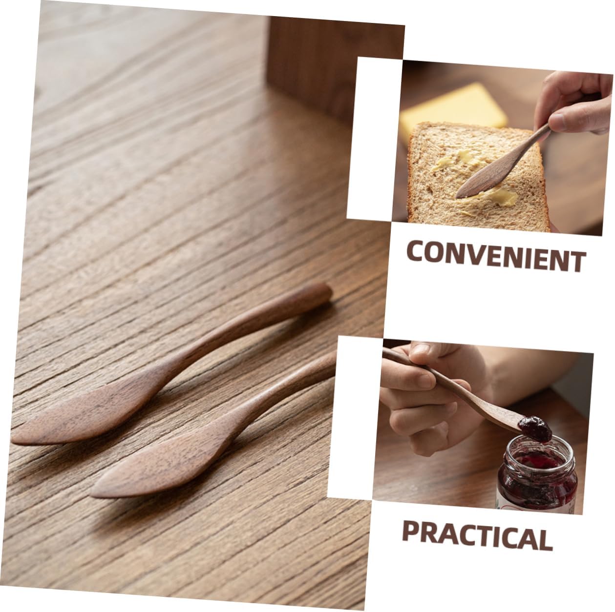 4pcs Small Portable Butter Spreader Wood Material Jam Scraper Sauce Spatula Easy to Use