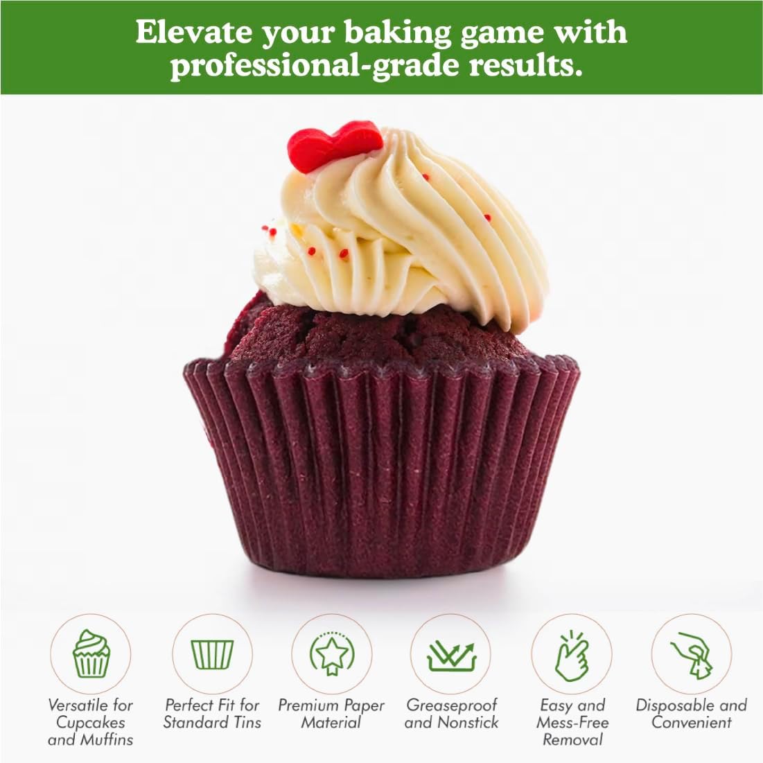 Regency Wraps Greaseproof Baking Cups, Pack of 40, Burgundy Solid