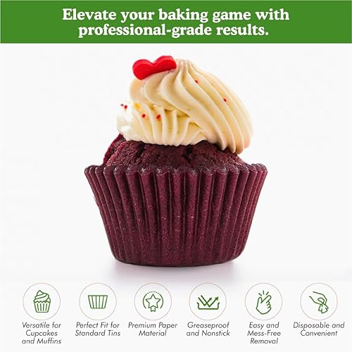 Vista 134 de Regency Wraps Vasos para hornear de grado profesional a prueba de grasa, paquete de 40 unidades, revestimientos estándar, lunares azul cobalto