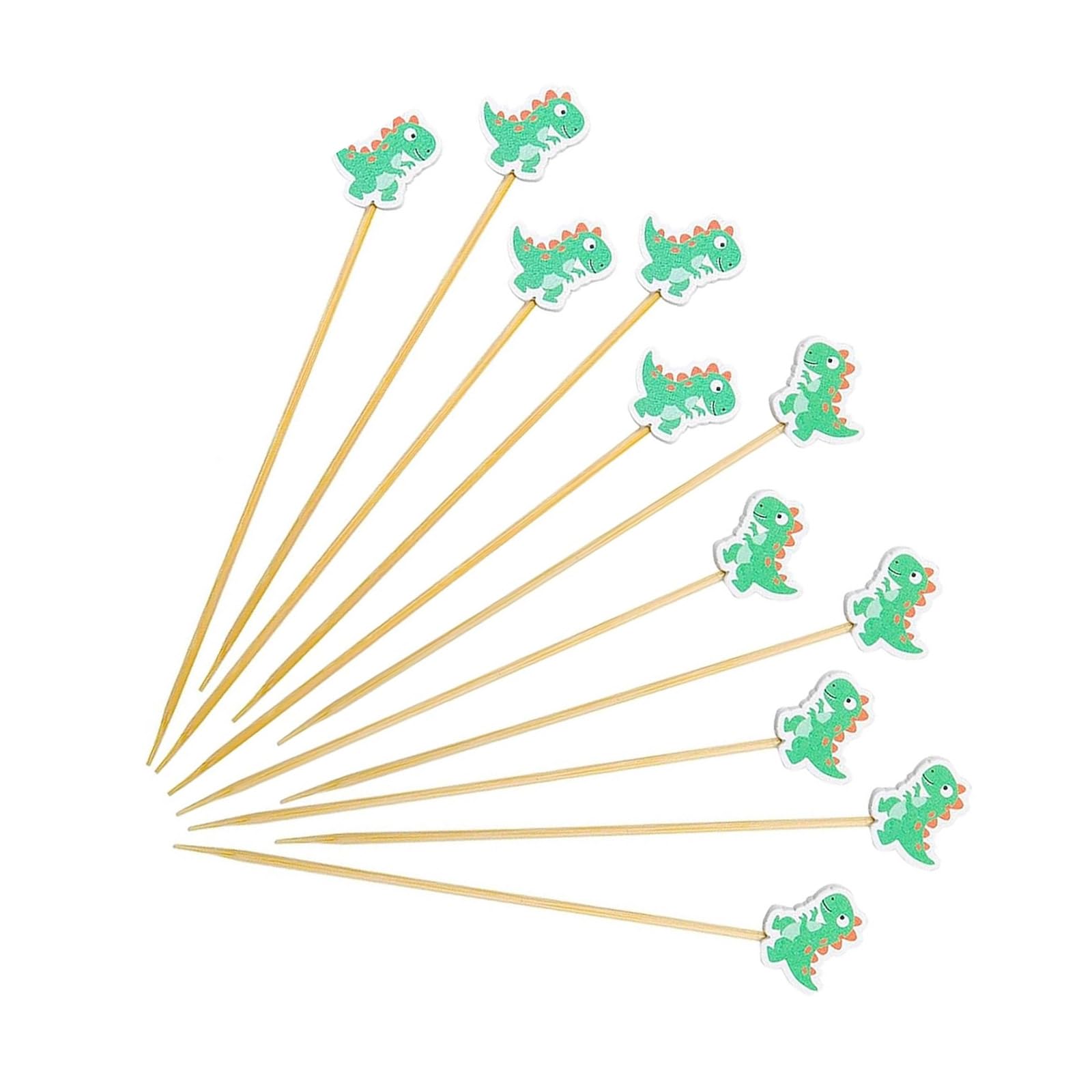 Msioytog Of 100 Dinosaur Cocktails Picks Wooden Food Skewers 12cm Lovely Party Drink Decorations for Themed Event Lovely Dinosaur Drink Decorations