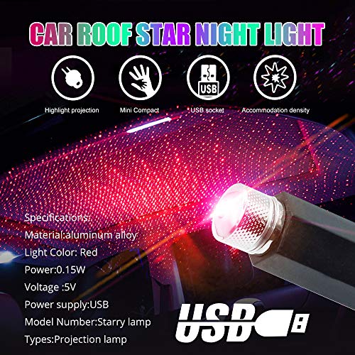 Honleex Usb Night Light Roof Star Projector Adjustable Multi-Effect Romantic Environmental Night Light,Ceiling Decorative Light,Home Light,Party Light,Plug & Play,Pack Of 1.(Red). #TOP6
