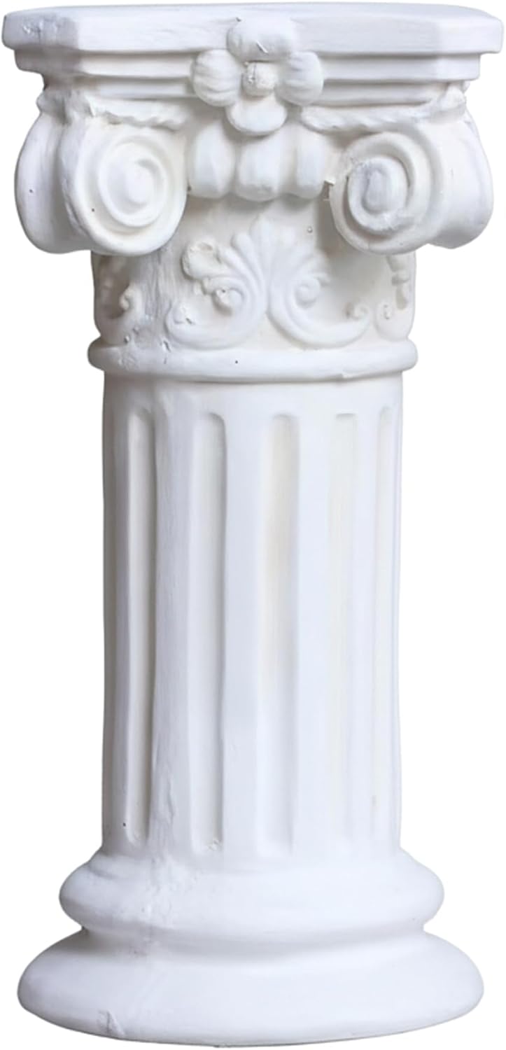 Roman Column Pedestal, Elegant White Resin Plinth Base for Garden Statues and Home Decor, 15.75 Inch Tall Sculpture Stand, Utilisation IntéRieure