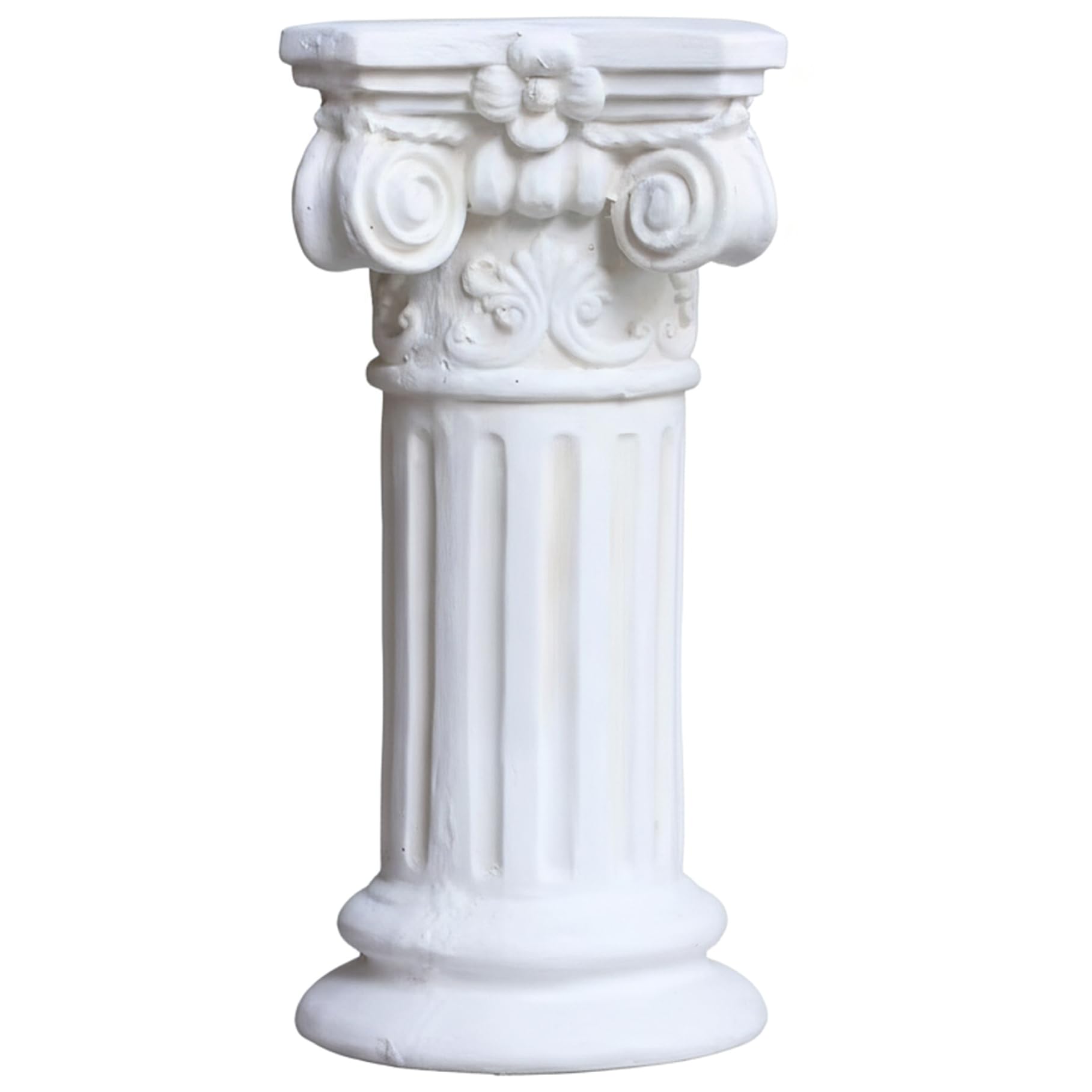 Pedestal de Columna Romana Elegante Base de Resina Blanca para estatuas de jardín y decoración del hogar Soporte para Escultura de 40 cm de Altura.