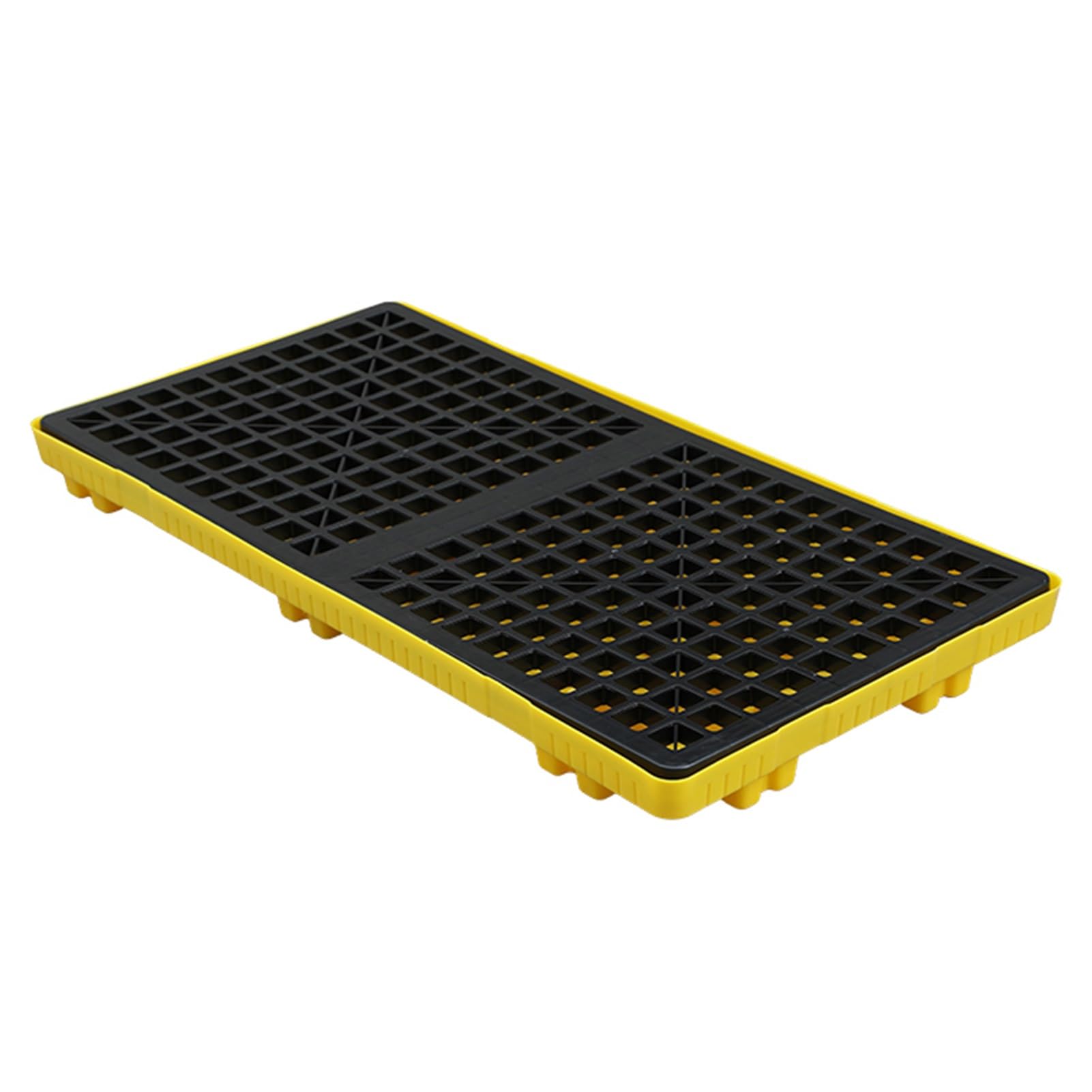 QUSYZD Modular Drum Spill Containment Platform with 2,000 Lbs Load Capacity, Polyethylene Tray for Industrial Safety and Leak Prevention,Black+yellow-120x60x10cm