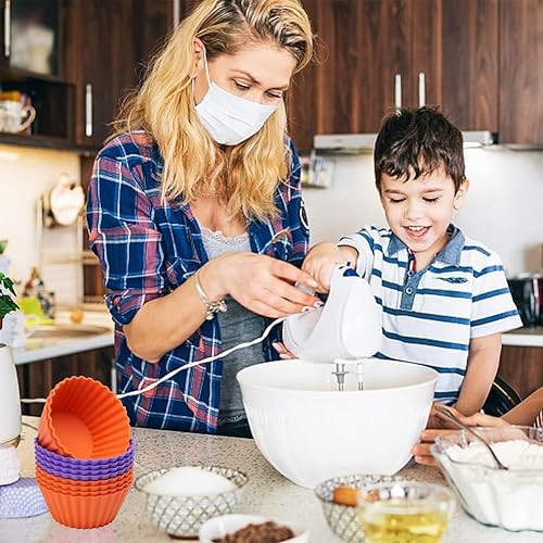 Miniatura 3 de Tazas de silicona extra gruesas para hornear, 10 unidades, forros extra grandes para cupcakes, tazas de silicona de 3.54 pulgadas para hornear