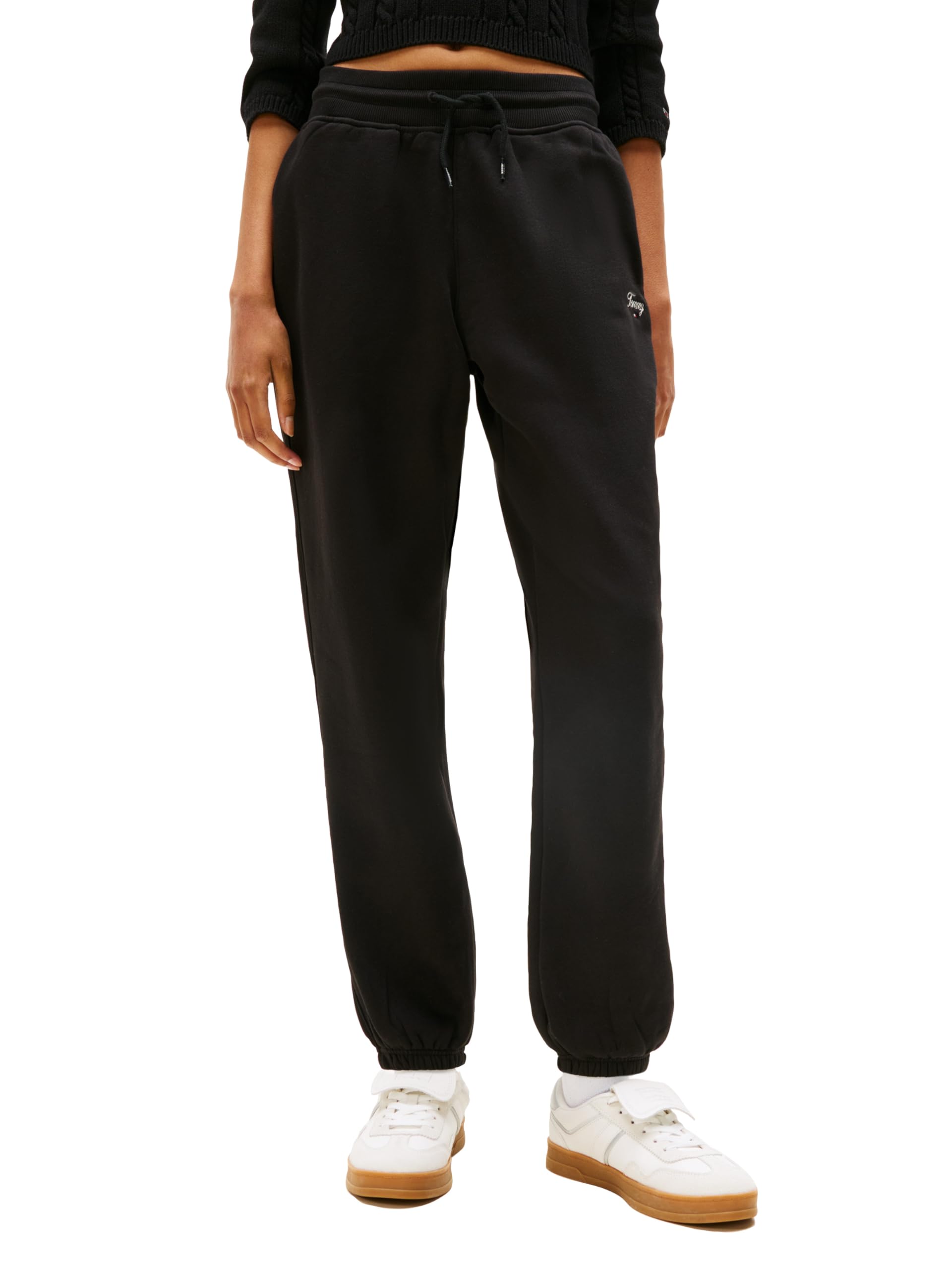 Tommy Jeans Relaxed Script Logo Jogger Sweatpants, with Drawstring Ties Pantaloni da Tuta Donna