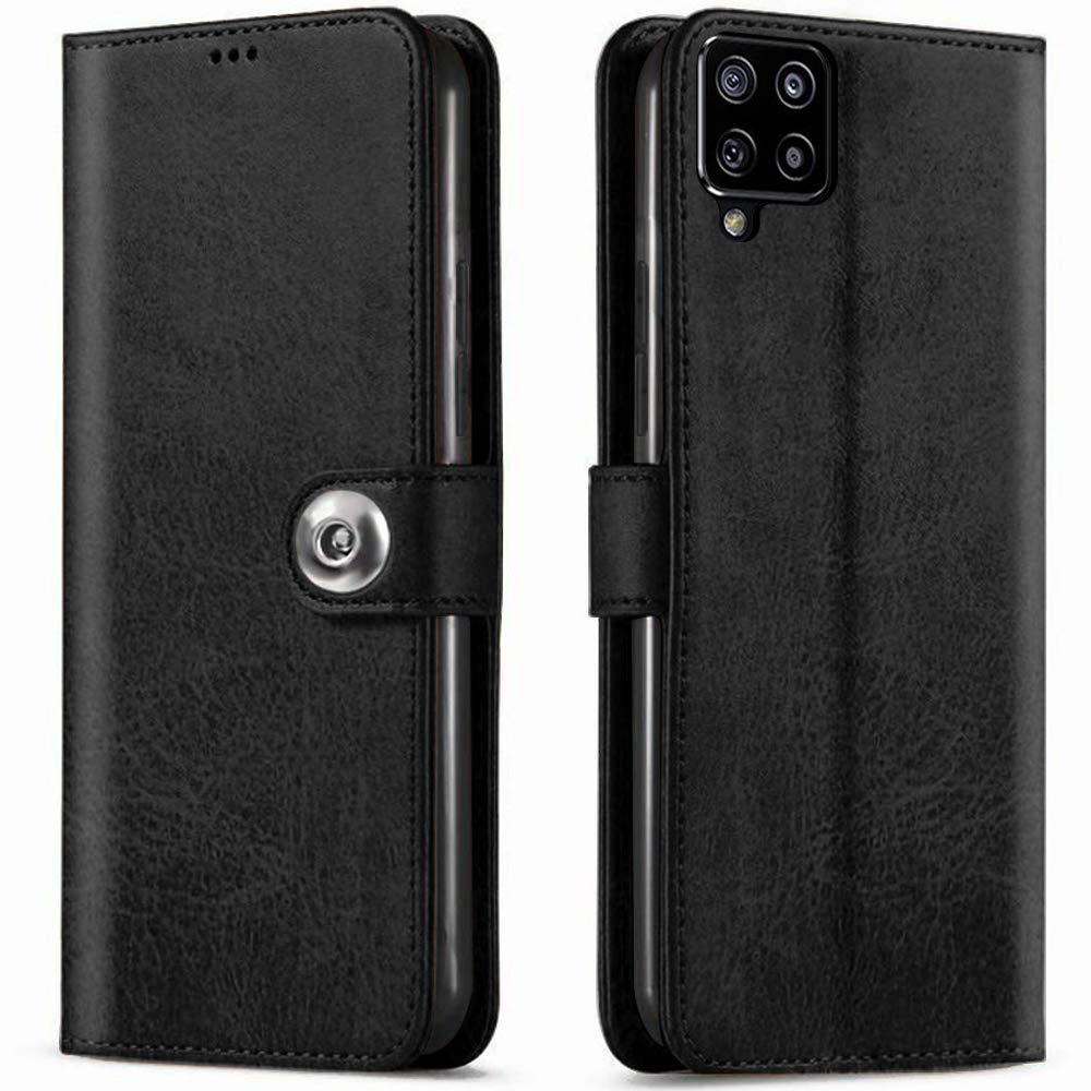 TheGiftKart Genuine Leather Finish Flip Cover for Samsung Galaxy F62 | Inside Pockets & Inbuilt Stand | Wallet Style Back Case | Designer Button Magnet Closure (Black) (B08X2JBYPQ) Amazon Price History, Amazon Price Tracker