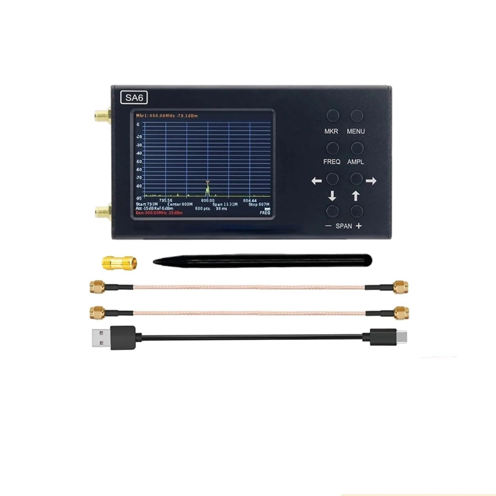 Network Analyzer, SA6 6GHz Spectrum Analyzer 35-6200MHz Signal Generator Portable 3.2 Inch Touched Screen Multifunctional Wireless Tester LTE GPRS