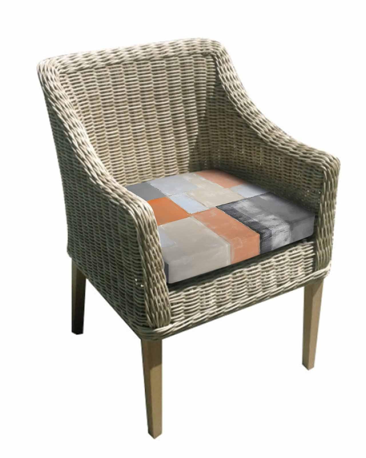 2 Pack Orange Grey Geometric Waterproof Cushion Covers with Ties, Outdoor Patio Chaise Lounge Chair Seat Cushion Slip Covers Replacement(Only Cover) Abstract Simple Color Blocks 22