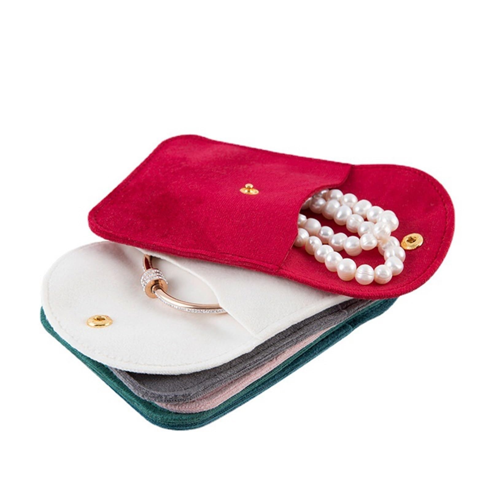 Schmuckbeutel 20 Stück Druckknopf-Schmuckbeutel, Filet-Samtbeutel, Umschlag, Schmuck, Halskette, Armband, Aufbewahrung, Geschenktüten