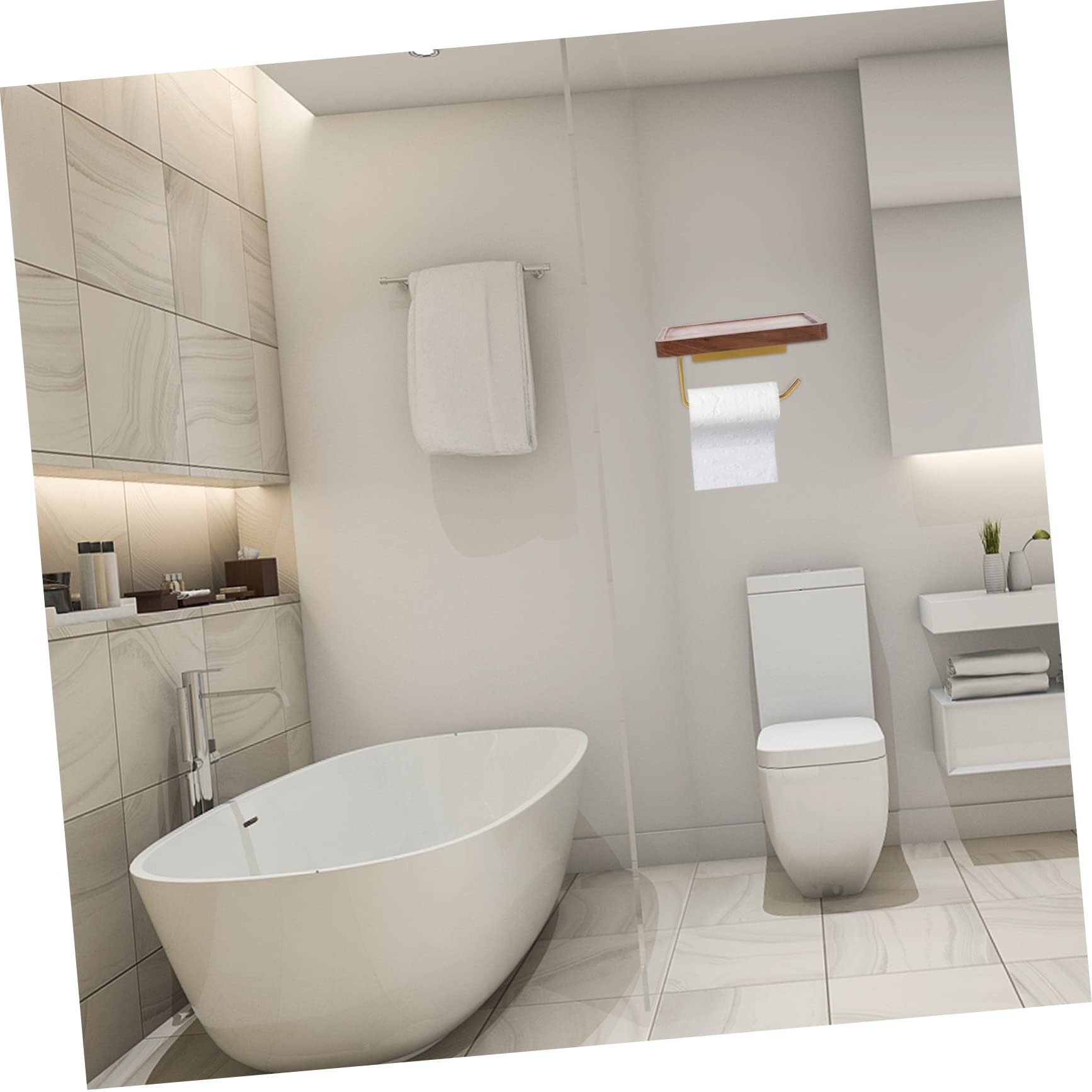 NUOBESTY Portarrollos de Papel Higiénico de Nogal Negro Estante, Resistente al Agua y Gran Capacidad de Carga para Baño y Inodoro