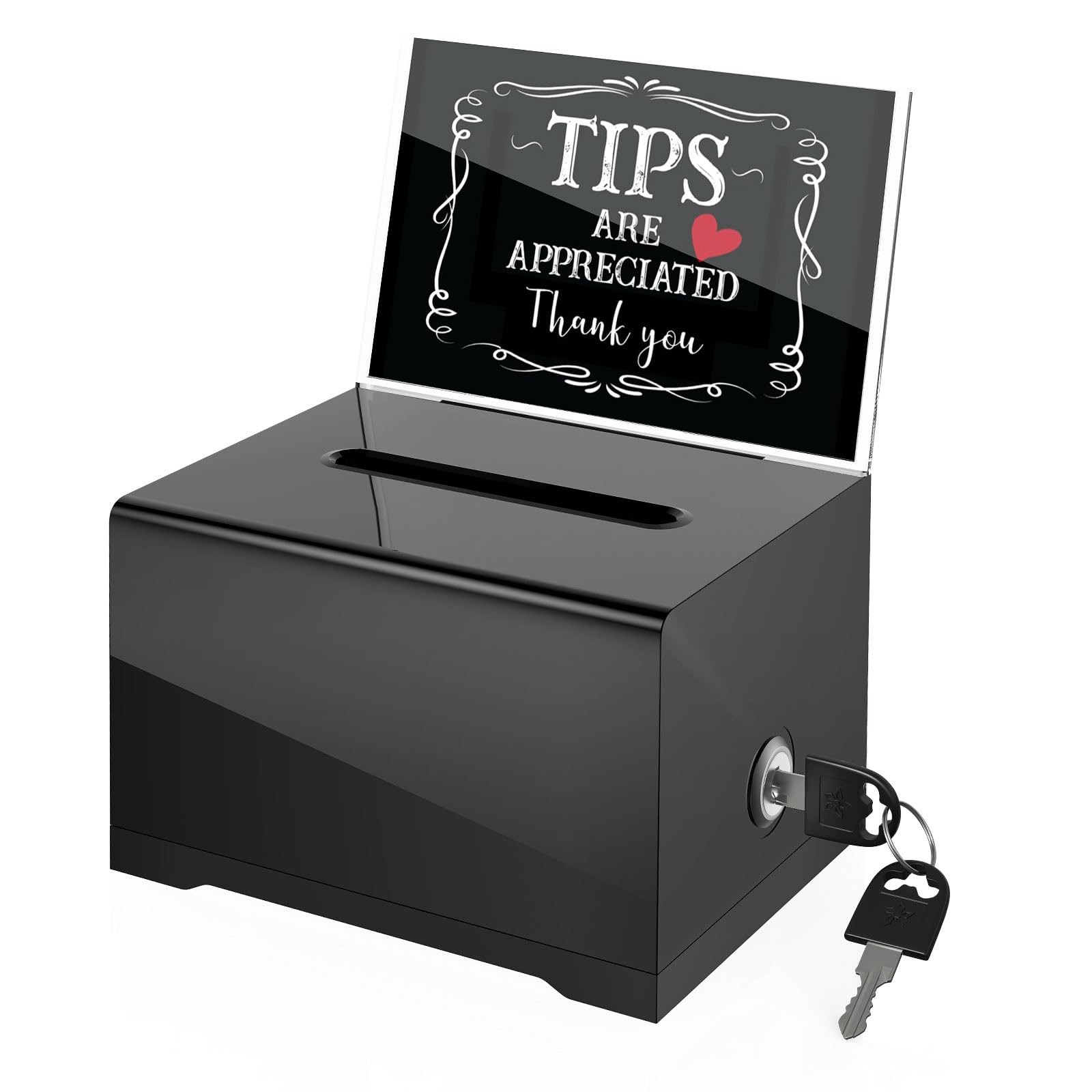MoKo Acrylic Donation Box with Lock, Ballot Suggestion Box with Sign Holder for Fundraising Donation Voting Collection, Raffle Tip Jar, 6.2"x 4.7"x 4"